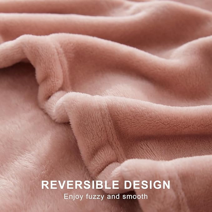 Hansleep Fleece Blanket Twin Size Dusty Pink, Soft Cozy Twin Blanket, Fuzzy Flannel Blanket for Bed, Sofa, Couch, Travel, Camping, Dusty Pink, 60x80 Inches