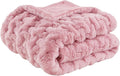 Madison Park Ruched Luxury Throw Premium Soft Cozy Brushed Long Faux Fur for Bed, Couch or Sofa, 50"x60", Pink