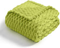Vessia Flannel Fleece Throw Blanket(50x70 inch), 3D Jacquard Green Fuzzy and Warm Blanket for Couch,Sofa,Bed,Chair, 300GSM Super Soft Touch Cozy Lightweight Throw for All-Season Home Decor
