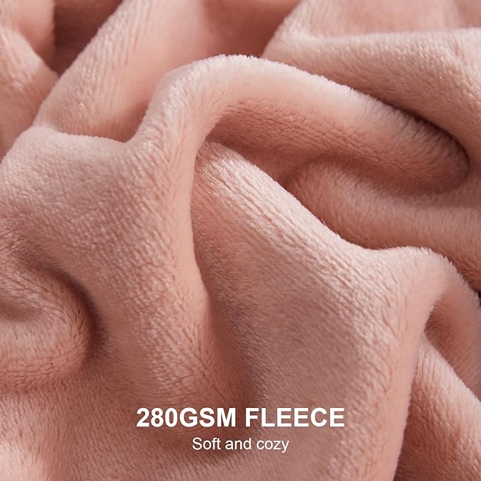Hansleep Fleece Dusty Pink Full Blanket, Super Soft Flannel Fuzzy Plush Cozy Blanket for All Seasons, Dusty Pink, Full 84x90 Inches