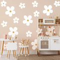 TaoBary 12 Sheet Daisy Wall Sticker Decal Removable Cute Daisy Bedroom Room Decor Flower Wall Sticker Pink White Flower Decal Wallpaper Peel and Stick for Nursery Home(White, Yellow,Stylish Style)
