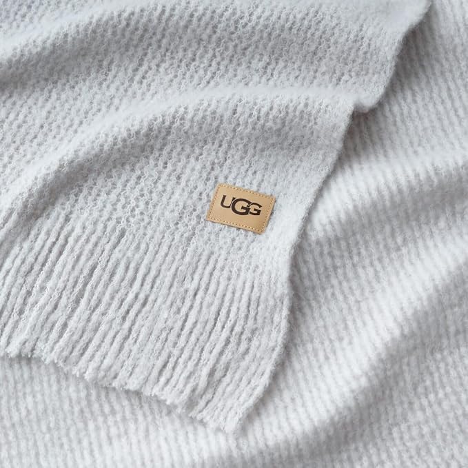UGG Knit Throw Blanket – Soft Lightweight Throw Blanket for Couch, Bed Throws or Luxury Home Decor, Blankets & Throws for Home, Living Room and Bedroom, 50" x 70" (Margot) (Light Gray)