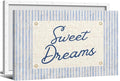 Sweet Dreams Canvas Wall Art, Navy Blue Stripes Positive Quote Poster, Sweety Daily Reminder Above Bed Wall Decor, Modern Inspiring Uplifting Typography Print for Bedroom 8x12in Wrapped Canvas