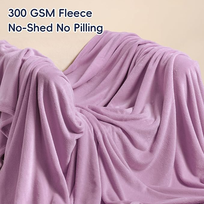PHF Ultra Soft Fleece Blanket King Size, No Shed No Pilling Luxury Plush Cozy 300GSM Lightweight Blanket for Bed, Couch, Chair, Sofa, Perfect Decorations Gifts, 108" x 90", Valerian