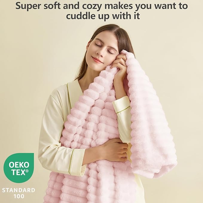 Soft Pink King Size Blanket for Bed - Cozy Warm Bedding Fleece Blanket for Girls Women, Large Lightweight Sofa Couch Cover Bed Blankets for Her Him, Spring Home Room Decor, Pink, 108x90 Inches