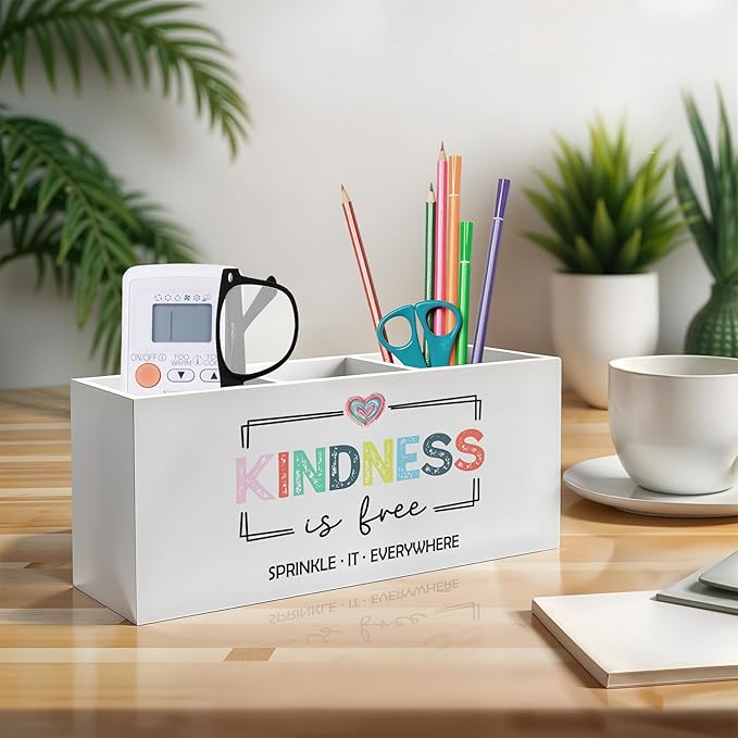 Inspirational Mental Health Wellness Pen Pencil Holder, Kindness Gifts, Colorful Positive Motivational Makeup Brush Toothbrush Holder for Home Office Dorm Desk Accessories