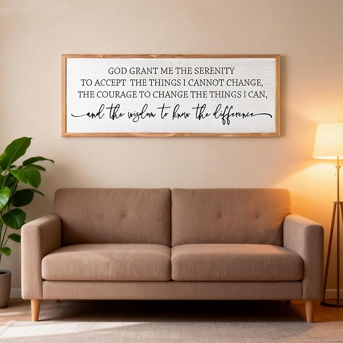 Serenity Prayer Rustic Bible Verse Framed Wall Art, 40''×15'' Vintage Religious Christian Saying Sign for God Jesus Christ Prayer, Positive Horizontal Holy Inspirational Catholic Scripture Gift Decor