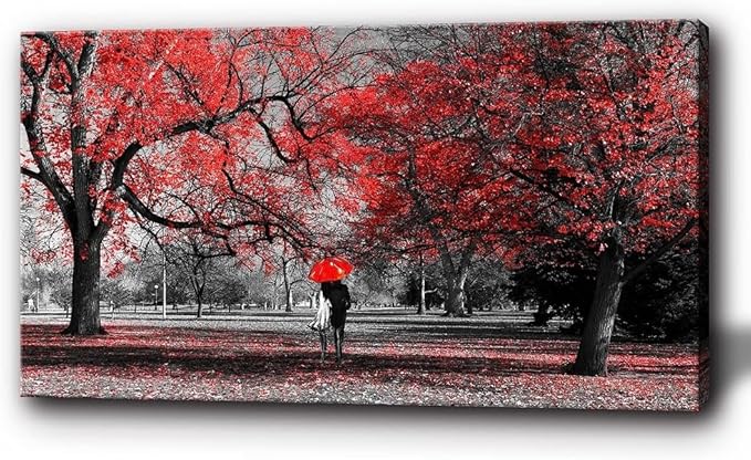 Bamdeya Canvas Wall Art Tree Painting Forest Prints Art Scenery Picture for Romantic Couples - Framed Large Wall Art - Living Room & Bedroom - 30x60inches
