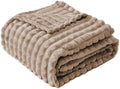FY FIBER HOUSE Throw Blanket for Couch Soft Warm Fuzzy Blankets for Sofa All Season Use, 50x60 Inches, Camel