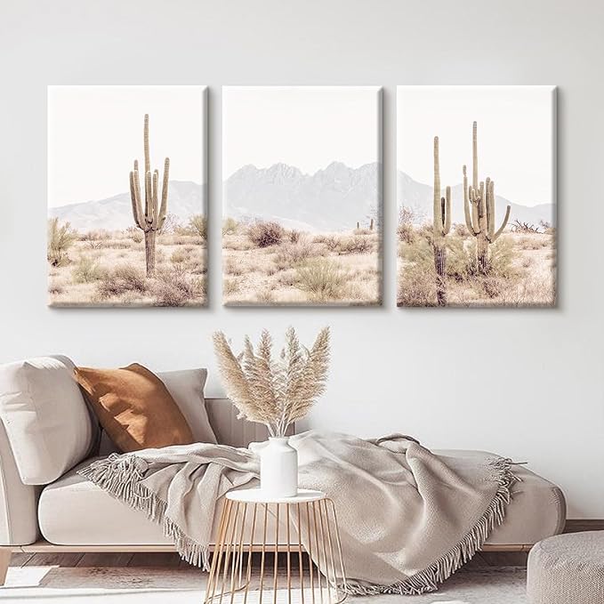 Pennclys Sonoran Desert Landscape Wall Art Cactus Arizona Canvas Wall Decor Desert Poster Pictures Saguaro Cactus Art Prints Landscape Painting for Home Bedroom 12x16x3 Inch Ready to Hang