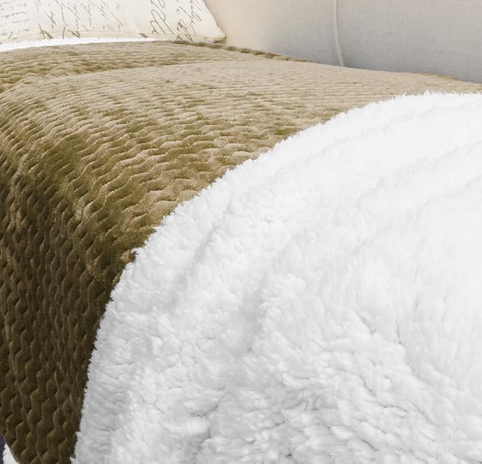 Catalonia Sherpa Throws Blanket, Super Soft Comfy Fluffy Fuzzy Fleece Plush Blanket for Sofa Couch Bed Reversible All Season for Senior Adults