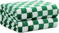 FY FIBER HOUSE Checkered Flannel Fleece Throw Blanket Soft Cozy Checkerboard Grid Print Chessboard Gingham Pattern Blankets for Bed Couch Sofa, 50"x60", Green