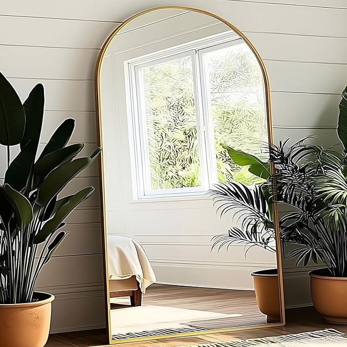 77x38 Inch Extra Large Arched Floor Mirror - Giant Gold Freestanding Mirror for Bedroom, Living Room, Dressing Room - Oversized Elegant Leaner Full Length Mirror for Home Decor