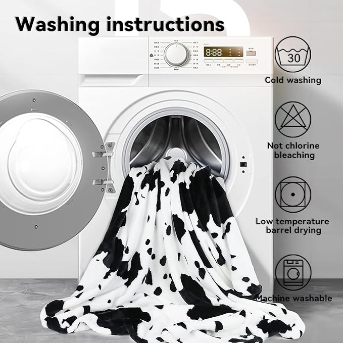 Fleece Throw Blanket for Girls & Boys, White Black Soft Warm Fuzzy Baby Blankets for Couch Stroller, Cute Cozy Farmhouse Bedroom Nursery Decor, Birthday Gifts for Girls Boys Toddlers, 40"x50"