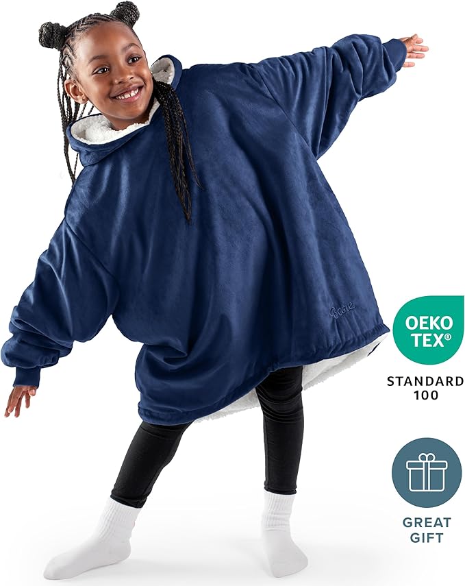 Bare Home Wearable Blanket Hoodie - Soft Plush Sherpa - Warm and Cozy - Oversized Wearable Blanket - Adult & Kid Sizes