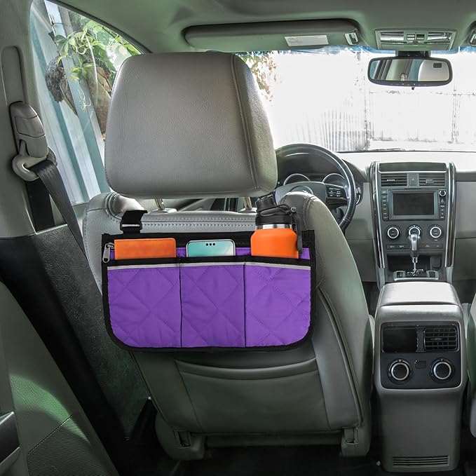 Camping Armrest Storage Bag, Chair Armrest Organizer, Car Seat Hanging Bag, Extended Back Buckle Canvas Beach Chair StorageBag, Side HangingBag For Bedside/Outdoor/Beach/Camping(purple)