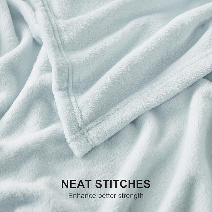 Hansleep Fleece Ice Blue Full Blanket, Super Soft Flannel Fuzzy Plush Cozy Blanket for All Seasons, Ice Blue, Full 84x90 Inches