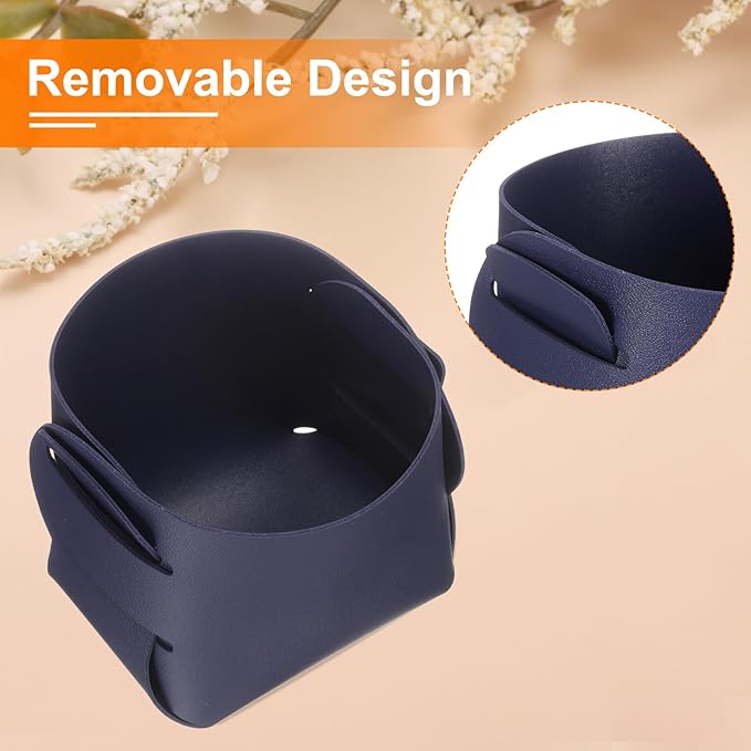 uxcell Valet Tray Organizer, PU Leather Desktop Storage Organizer Box Tray Entryway Table Bedside Nightstand Catchall Vanity Tray for Jewelry Key Coin Watch Wallet (Dark Blue)