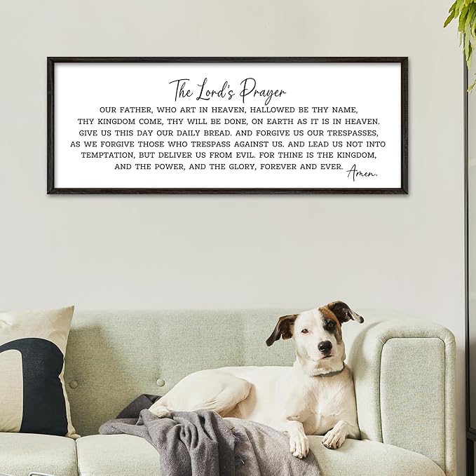 The Lords Our Father Prayer Wall Decor Bible Verse Sign 40"×15" Christian Scripture Large Wood Framed Do It Anyway Wall Hanging Art (Black)