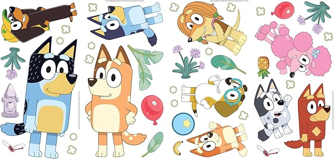 RoomMates Bluey Family and Friends Peel and Stick Wall Decals, RMK5457SCS