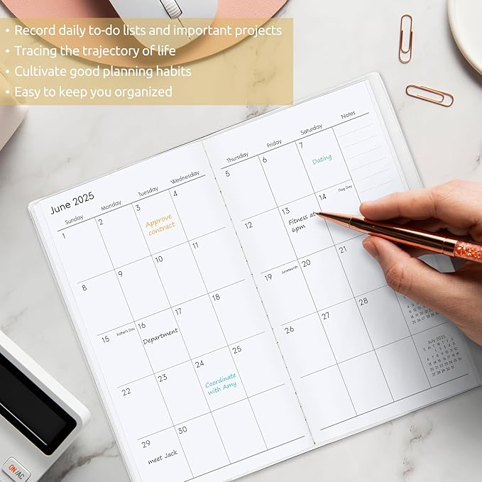 Pocket Calendar 2026-2027, Floral 2026-2027 Monthly Planner - 3.7" x 6.7" - Runs from January 2026 Until December 2027, 2026 Pocket Planner with PVC Cover for Student, Women, Office Supplies