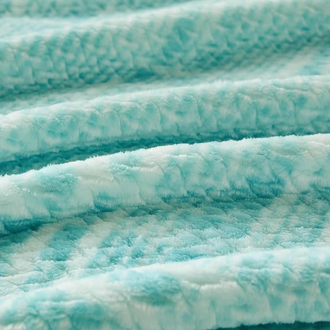 COOVA Fleece Throw Blanket for Couch, Super Soft and Cozy 3D Jacquard Warm Blankets, Lightweight and Fuzzy Throw for Bed, Sofa, Chair, Giftable (Light Green, 50"x60")