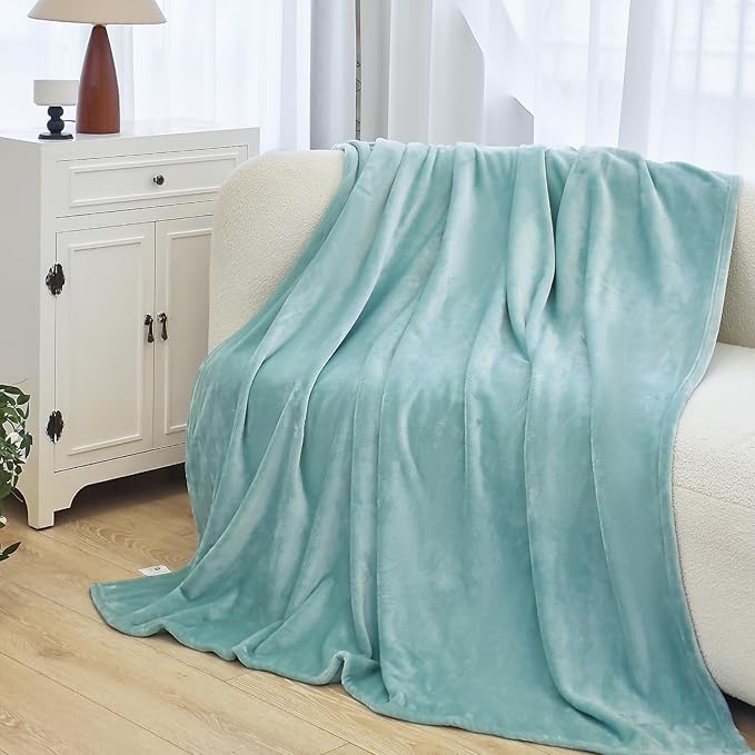 Ultra Soft Fleece Throw Blanket, Silky Flannel Fuzzy Blanket for All Season, Cozy Lightweight Blanket for Couch, Bed, Sofa, 50" x 60", Sage Green, Throw
