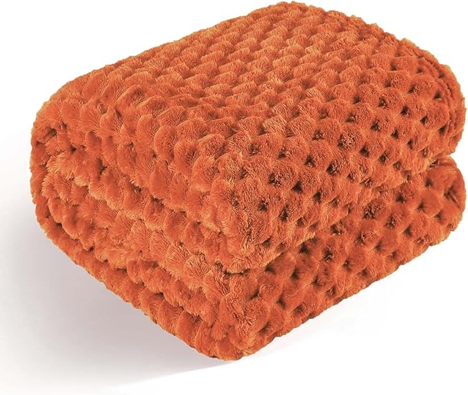 Bnuitland Orange Flannel Throw Blanket (50X70 inches), 300 GSM Fleece Cozy Warm Soft Home Decor Lightweight Bed Sofa Blanket for Adults, Suitable for All Seasons.