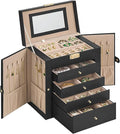 SONGMICS 5-Layer Jewelry Box Organizer with 4 Drawers, Jewelry Storage Case with Lock and Mirror, Large Storage Capacity, Gift for Loved Ones, for Necklaces, Watches, Ink Black UJBC153BZ01S