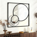 Black Large Square Mirror, Round Wall Mounted Mirror Set Circle Modern Decorative Mirrors for Living Room Bedroom Entryway 30x30 Inch Decor