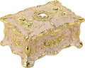 Hipiw Vintage Jewelry Organizer Box - Metal Trinket Storage Box Ornate Treasure Chest Box Jewelry Decorative box Keepsake Gift Box Case for Women,4.9"x3.4"x2.7"