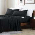 Swift Home Smart Sheets, Ultra Soft Brushed Microfiber 3-Piece Sheet Set, Fitted Bed Sheet with Side Storage Pockets – Black, Twin
