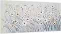 SYGALLERIER 3D White Floral Large Canvas Wall Art Hand Painted Textured Wall Art Modern Abstract Painting Aesthetic Pictures for Living Room Bedroom Bathroom Decoration