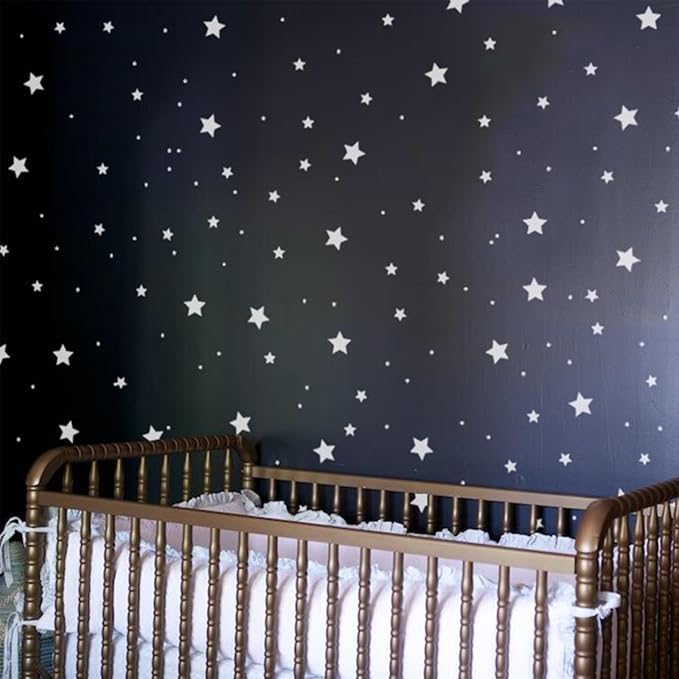 Sparkles and Stars Wall Decals, 500 White Stars Wall Sticker, Sparkle Wall Decal, Space Kids Room Decor, Nursery Wall Art, Celestial Wall Stickers(White)