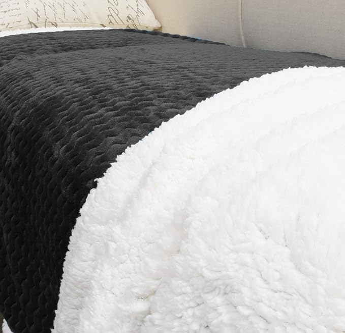 Catalonia Sherpa Throws Blanket, Super Soft Comfy Fluffy Fuzzy Fleece Plush Blanket for Sofa Couch Bed Reversible All Season for Senior Adults
