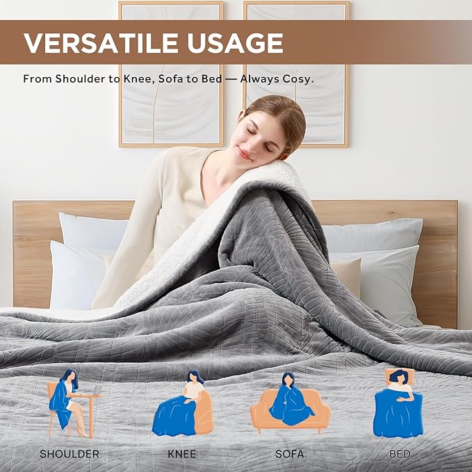 Westinghouse Electric Blanket Twin, Flower Jacquard Heated Blanket Twin Size with 10 Heating Levels and 1-12 Hours Auto-Off, Flannel to Sherpa Reversible, Machine Washable (62x 84 inch, Light Grey)