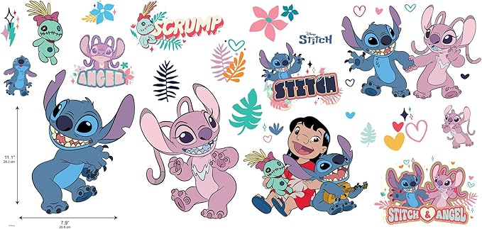 Disney Lilo and Stitch Stitch and Angel Wall Decals by RoomMates, RMK5585SCS