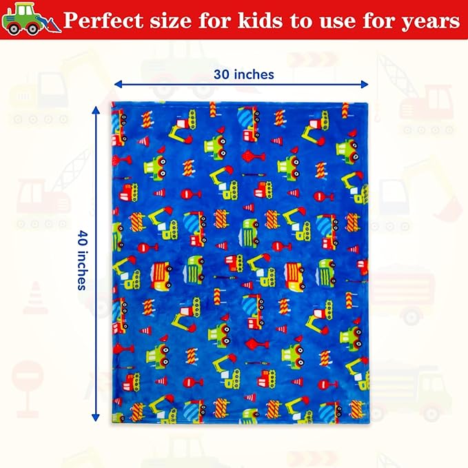 Lukeight Excavator Toddler Blanket Gifts for Boys and Girls, Plush and Thick Boys Tractor Blanket Birthday Gifts for Toddler and Baby (Excavator, 30x40 Inches)