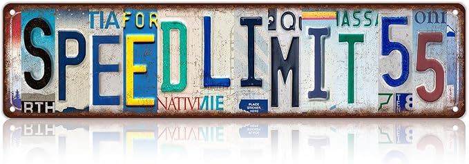 Vintage Speed Limit 55 Street Sign Wall Decor Metal Tin Signs for Bar Home Bedroom Garage