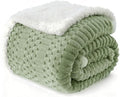 Sherpa Throw Blanket for Couch Flannel Cozy Soft Thick Blanket Warm Twin Blanket for Bed Fleece Home Decor Gifts, Z01 - Green, 60"*80"