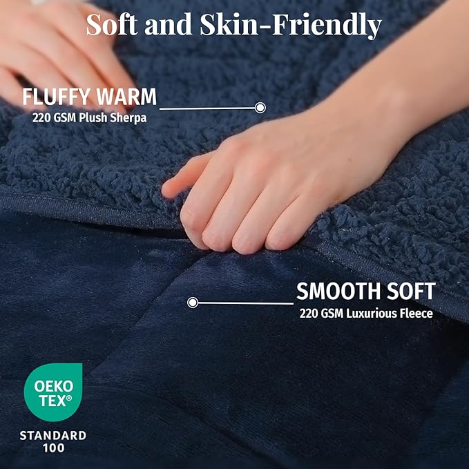 Topblan Sherpa Fleece Weighted Blanket for Adult, 20 lbs Dual Sided Cozy Fluffy Heavy Blanket, Ultra Fuzzy Throw Blanket with Soft Plush Flannel Top, 60 x 80 inches
