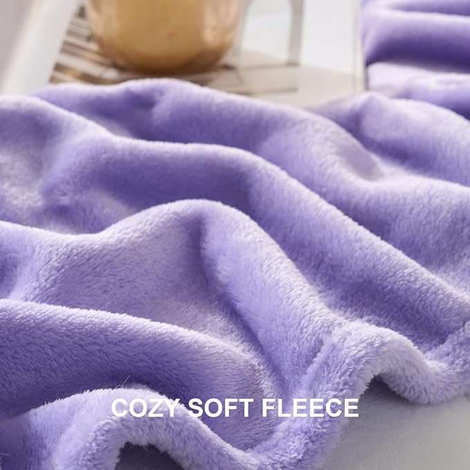 Hansleep Fleece Lilac Throw XL Blanket, Super Soft Flannel Fuzzy Plush Cozy Blanket for All Seasons, Lilac, Throw XL 50x70 Inches