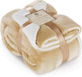 Genteele Sherpa Throw Blanket Super Soft Reversible Ultra Luxurious Plush Blanket, 90 x 90 inches, Camel/White