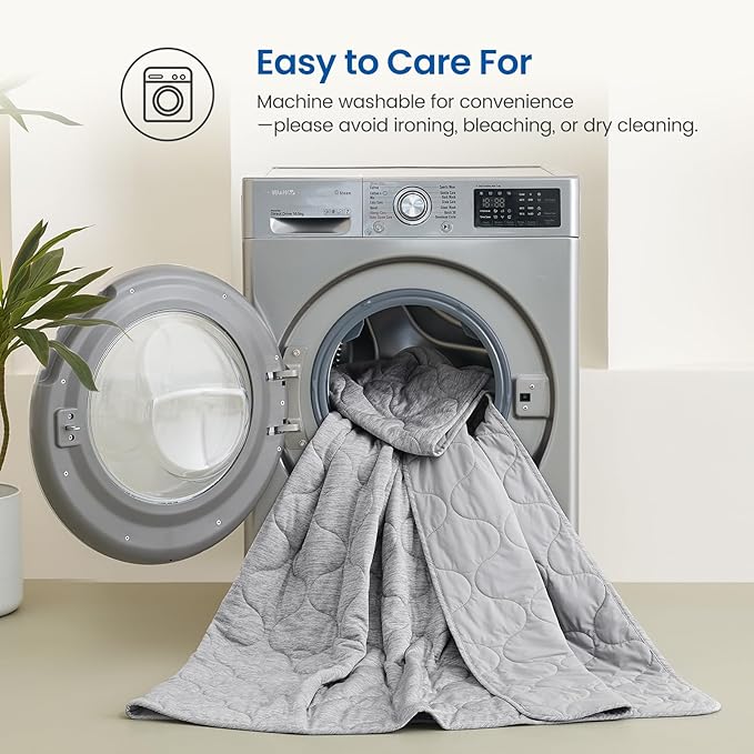 Cozy Bliss Cooling Dual-Sided Blanket for Hot Sleepers, Q-Max>0.46 Lightweight Soft Breathable Bed Blanket, Double Side Cooling Throw for Night Sweats (Silver Grey, 50"x70")