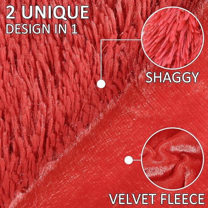 YUSOKI Long Faux Fur Twin Size Blanket,2 Layers,3.4lb for Bed Couch Home Décor Gifts Women (Red,60" x 80")