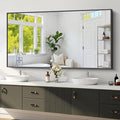 Koonmi Black Framed Bathroom Mirror - Shatterproof 30"x60" Tempered Glass, HD No Distortion, Horizontal/Vertical Mount, Modern Matte Aluminum Alloy Frame