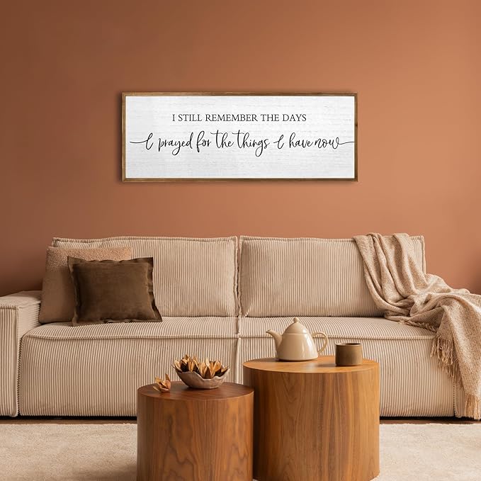 I Still Remember The Days I Prayed Sign Wall Decor 40''×15'' Rustic Large Wooden Framed For Family Living Room Vintage Farmhouse Inspirational Home Wall Art Hanging Decoration (Wood)