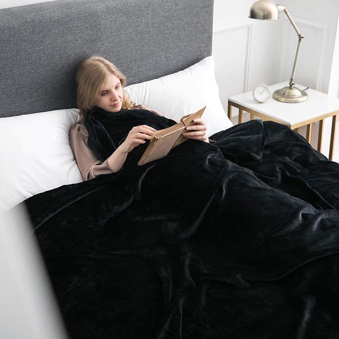 IR Imperial Rooms Fleece Blanket 12 Pack Twin Size 60x80 Inches - Super Soft Fluffy Throw Blanket for Sofa and Bed - Warm and Cozy Lightweight 400 GSM Microfiber Bed Throws Blankets (Twin, Black)