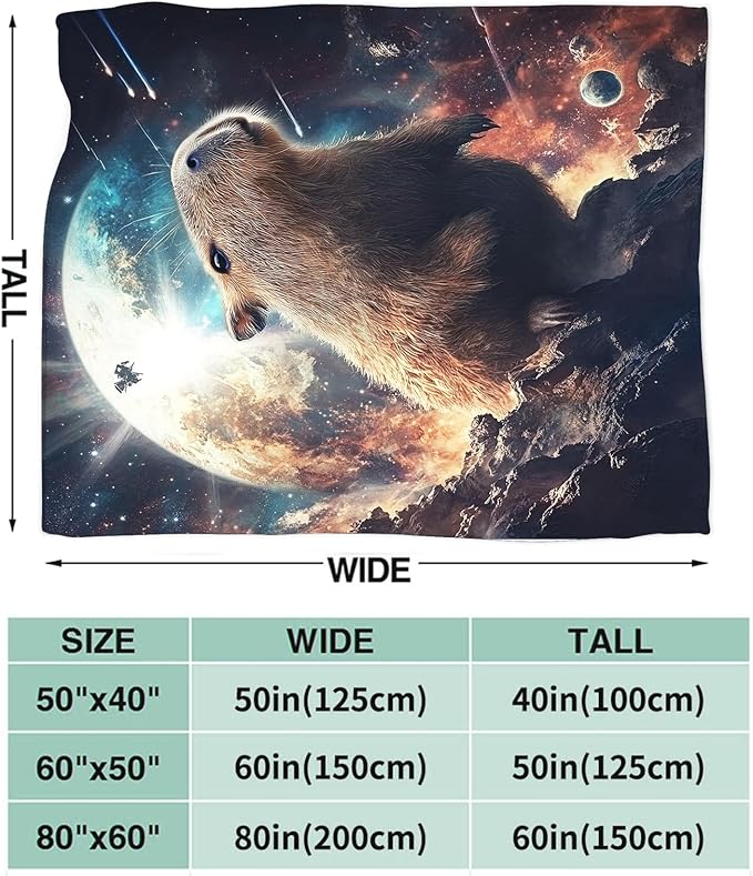 Capybara Blanket for Girls Women Boys Men Adults Kids Soft Cozy Fleece Galaxy Starry Universe Throw Blankets Gifts Warm Flannel Plush Lightweight Decor for Couch Bed Sofa 80"X60"