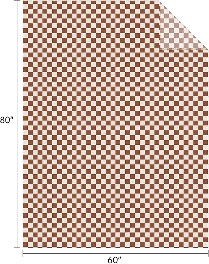 FY FIBER HOUSE Checkered Flannel Fleece Throw Blanket Soft Cozy Checkerboard Grid Print Chessboard Gingham Pattern Blankets for Bed Couch Sofa, 60"x80", Khaki